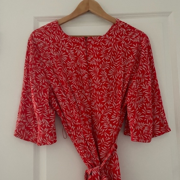 Boden Ines Dress Red Pop Olive Branch - Picture 9 of 10